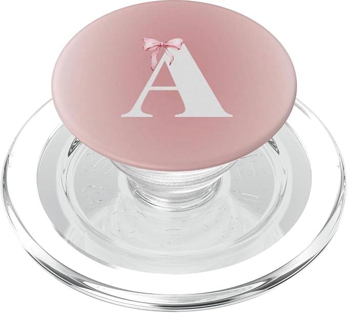 Pink Letter A Monogram Bow PopSockets PopGrip for MagSafe