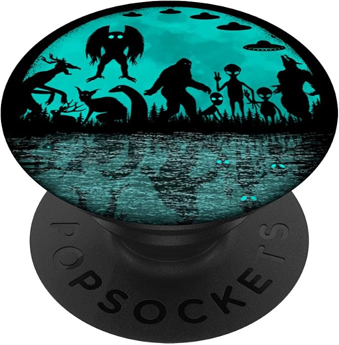 Bigfoot Loch Ness Monster Mothman and Alien Funny Cryptid PopSockets PopGrip for MagSafe