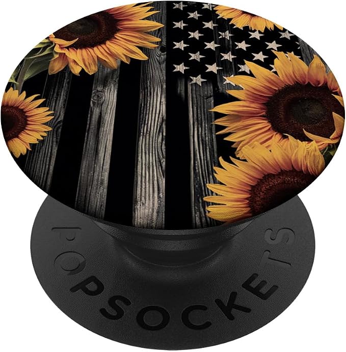 Rustic American Flag | Sunflower Country Design PopSockets Adhesive PopGrip