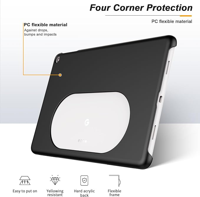 Foluu Slim Fit Tablet Case for Google Pixel Tablet 2023 Compatible with Charging Speaker Dock Ultra Thin Matte PC with Non-Slip Grip Full Protective Cover for Google Pixel Tablet 2023 (Black)