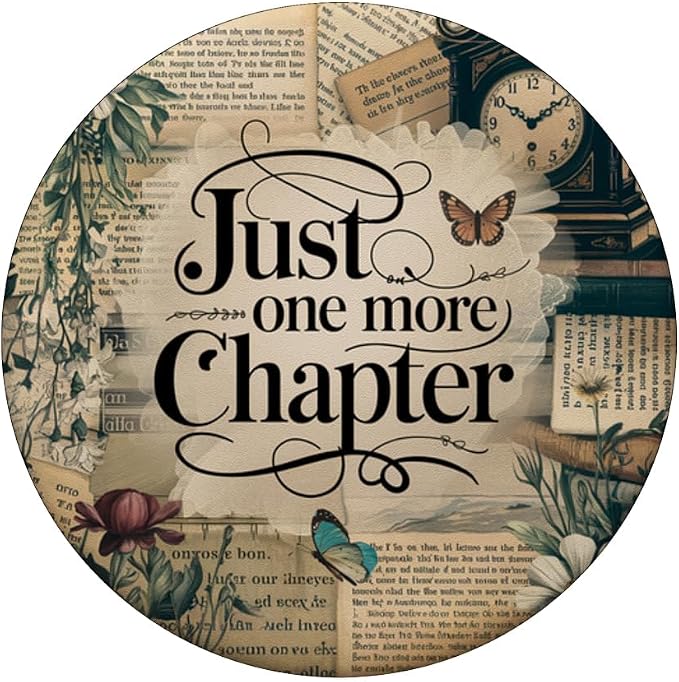 Just One More Chapter Bookish Book Reading Vintage Flower PopSockets Adhesive PopGrip