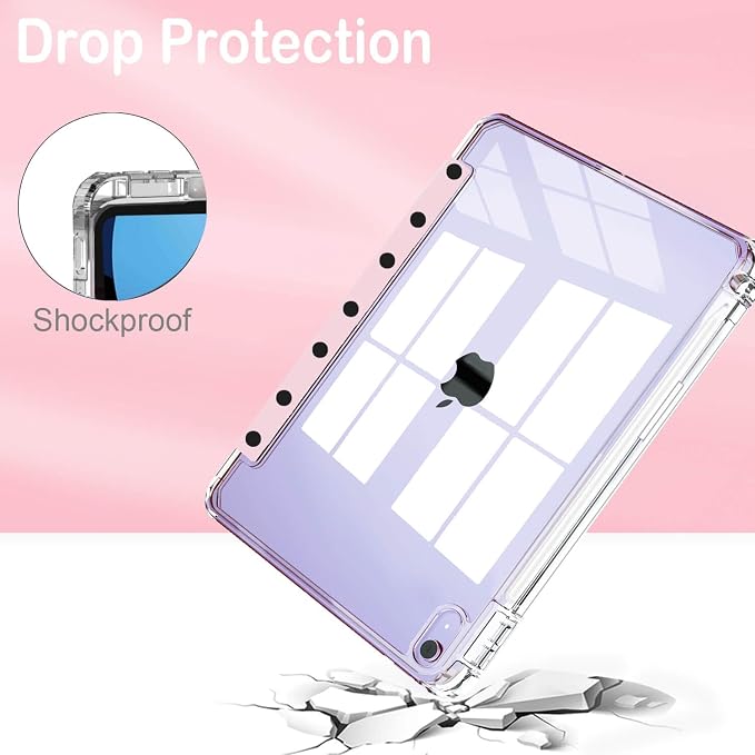 Feams Case for iPad Air 11-inch M4 2026 / M3 2025 / M2 2024 iPad Air 5th/4th Generation 2022/2020 10.9 Inch Y-Fold Standing Case Clear Back with Portrait Stand &amp Pencil Holder Beige Checkered