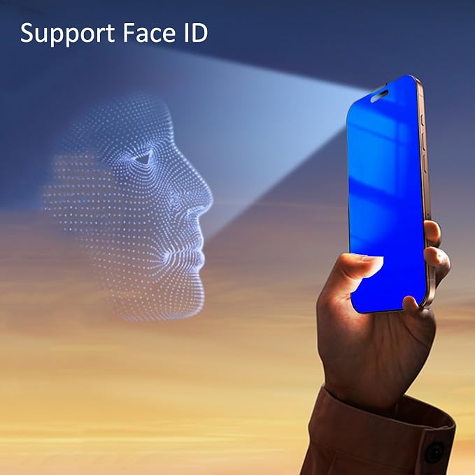 2 Pack for iPhone 17 Pro Max / 16 Pro Max Privacy Screen Protector Anti spy Tempered Glass Gradient Blue Anti Blue Light Easy Installation