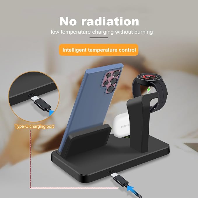 3 in 1 Charging Station for Multiple Devices Wireless Charger Power Up Your Life with Speed &amp StyleBlack
