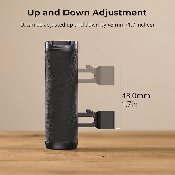 SmallRig Mini NATO Side Handle for Camera Cages, Universal Ergonomic Side Handgrip, 43mm Up/Down Adjustable, Bulit-in 1/4"-20 Threaded Hole, Strap Hole, Cold Shoe - 4840