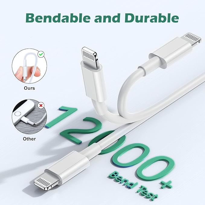 iPad ChargerFast Charge iPhone10FT i-Pad Charging Cord 12W i Pad Charger Fast Charging Block Foldable Portable Travel Plug with Extra Long Lightning Cable Cord Compatible with iPad/iPhone/Airpod