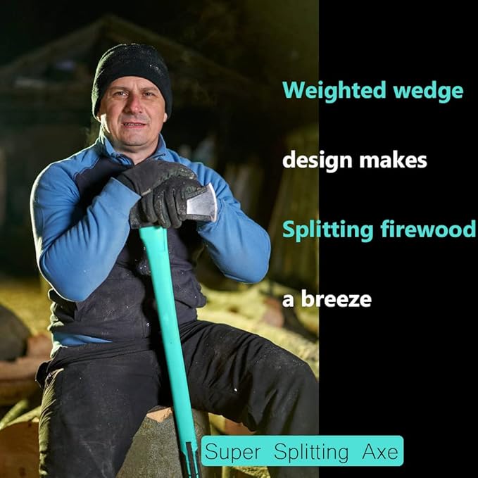 36" Splitting Axe, Chopping Axe|Splitting Maul for Firewood,|6.8Lbs Heavy Duty Forged Carbon Steel, Fiberglass Composite Handle & Ergonomic Anti-Slip Grip