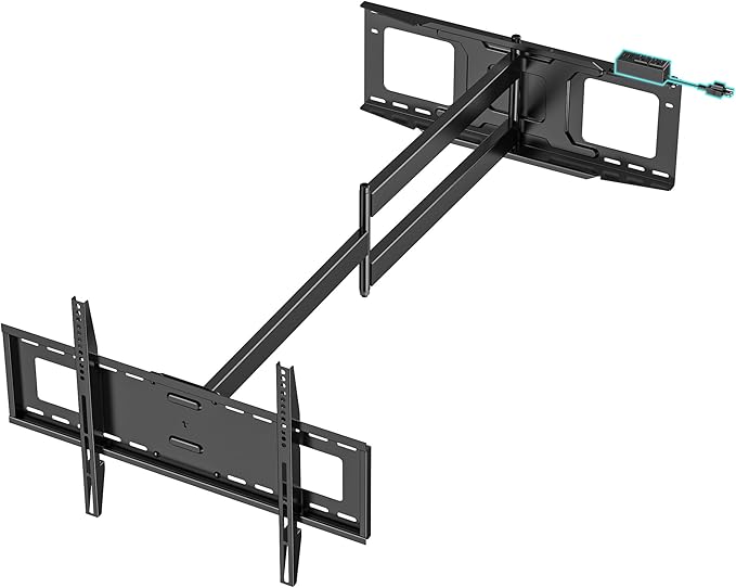 48'' Extension Extra Long Arm TV Wall Mount with Power Strip, Heavy Duty Full Motion TV Wall Mount for 37 to70,75,77,80,85'' Screens, Max VESA 600x400mm, Hold 110 lbs, 16''-24'' Wood Studs