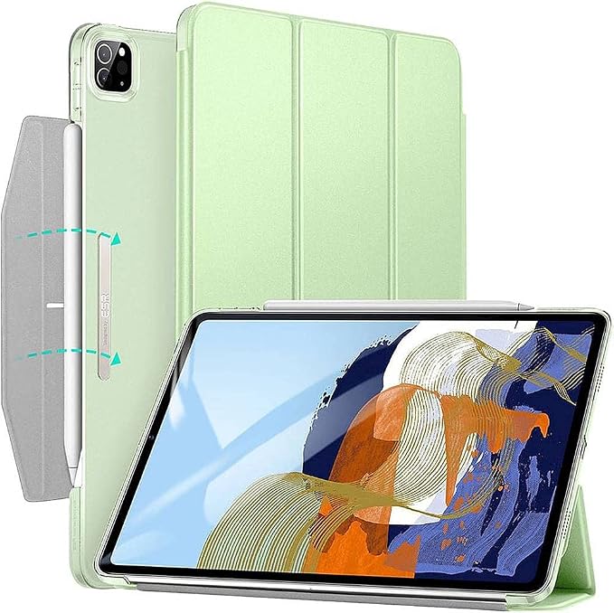 SaharaCase ESR Folio Case for Apple iPad Pro 11 (3rd Generation 2021 &amp 4th Generation 2022) [Shockproof Bumper] Rugged Protection Antislip Grip Leather Kickstand (Blue)
