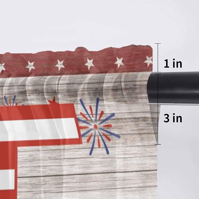 4th of July Sheer Valances for Windows 54"x18", Light Filtering Kitchen