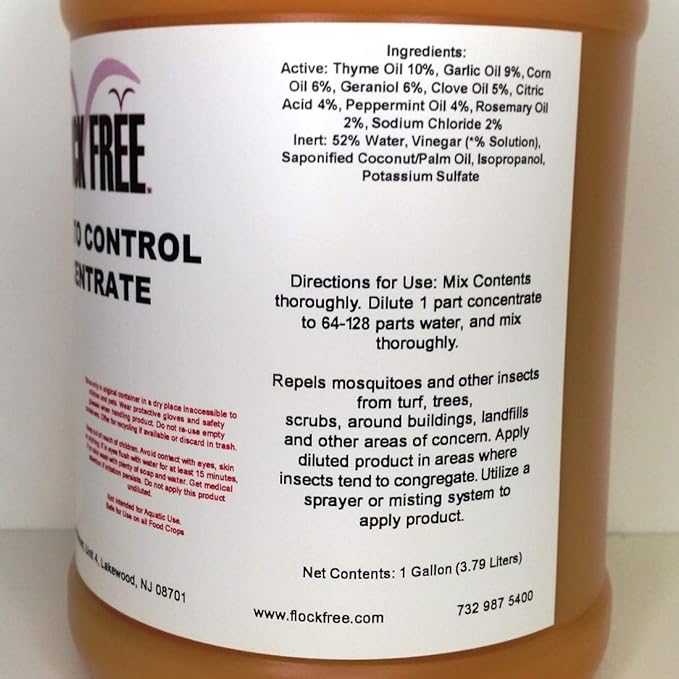 Natural Mosquito Control Spray Concentrate – Repels Mosquitoes, Ticks, Fleas, Flies, Gnats & Chiggers – Makes 128 Gallons (1 Gallon Concentrate) – Safe & Effective Outdoor Protection