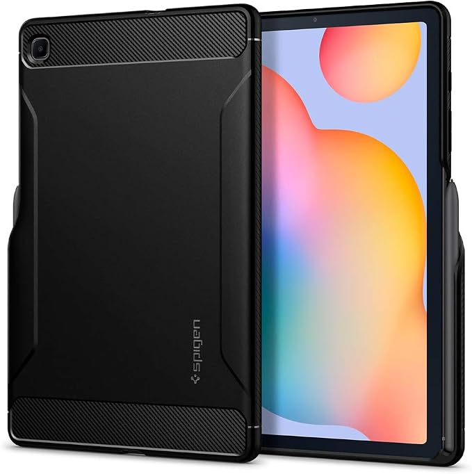 Spigen for Galaxy Tab A11+ Plus Case (2025) Rugged Armor Slim Protective Case with Carbon Fiber Design and Air Cushion Technology Matte Black