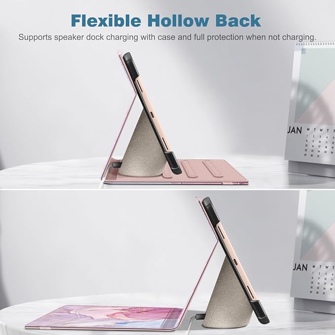 Fintie Case for Google Pixel Tablet 11 inch 2023 Multi-Angle Viewing | Protective Stand Cover with Pocket &amp Pencil Holder Compatible with Charging Speaker Dock Blossom