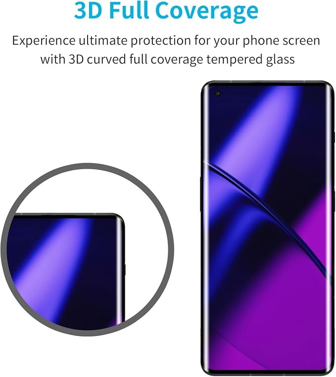 Didisky Screen Protector for Oneplus 9 Pro 3 Pack Tempered Glass Film with 2 Pack Camera Lens Protector Easy to UseScratch-Resistant9H Hardness3D Curved Full Coverage