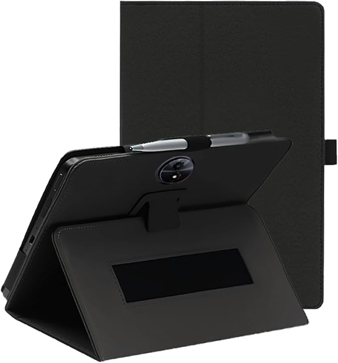 11 Case for TCL NXTPAPER 11 Gen 2 Tablet 9465X (Black) | PU Leather Folding Cover with Pen Holder and Wrist Strap Business Travel Portable