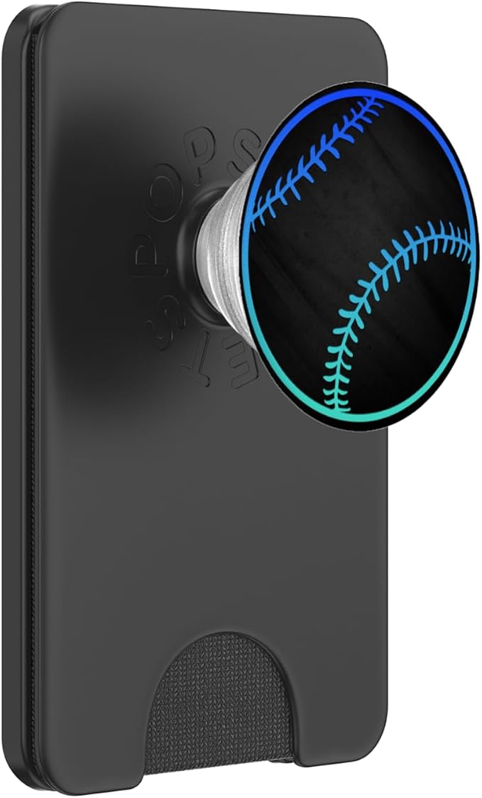 Turquoise Teal Blue Baseball Softball On a Black PopSockets Adhesive PopGrip