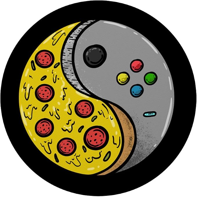 Yin Yang Pizza Video Game Controller Food Gaming Boys Men PopSockets Adhesive PopGrip