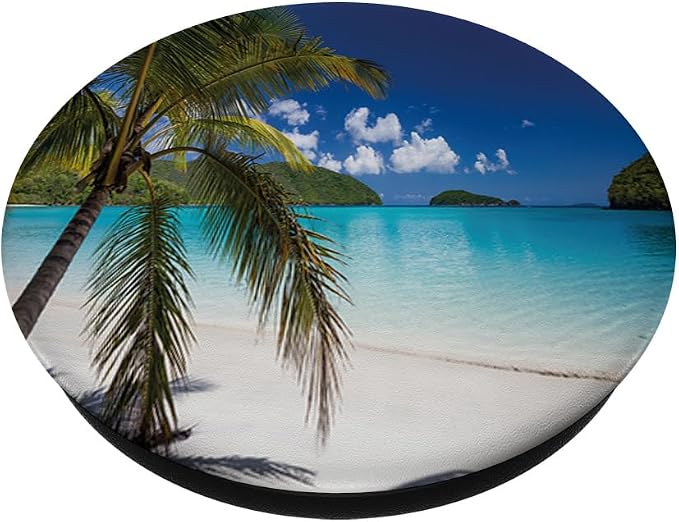 Tropical Beach Palm Tree Ocean Getaway Vacation PopSockets Adhesive PopGrip