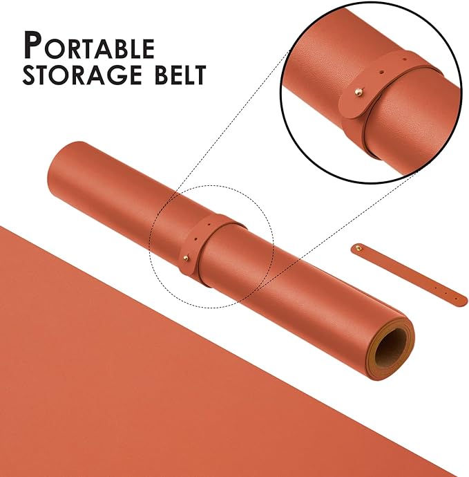 Cork Desk Mat - Small Dual-Sided Desk Pad for Office and Home - Desk Organization and Accessories - Ideal for Large Mouse Pad and Small Desk Mats on Top of Desks(Orange,23.6"x 13.8")