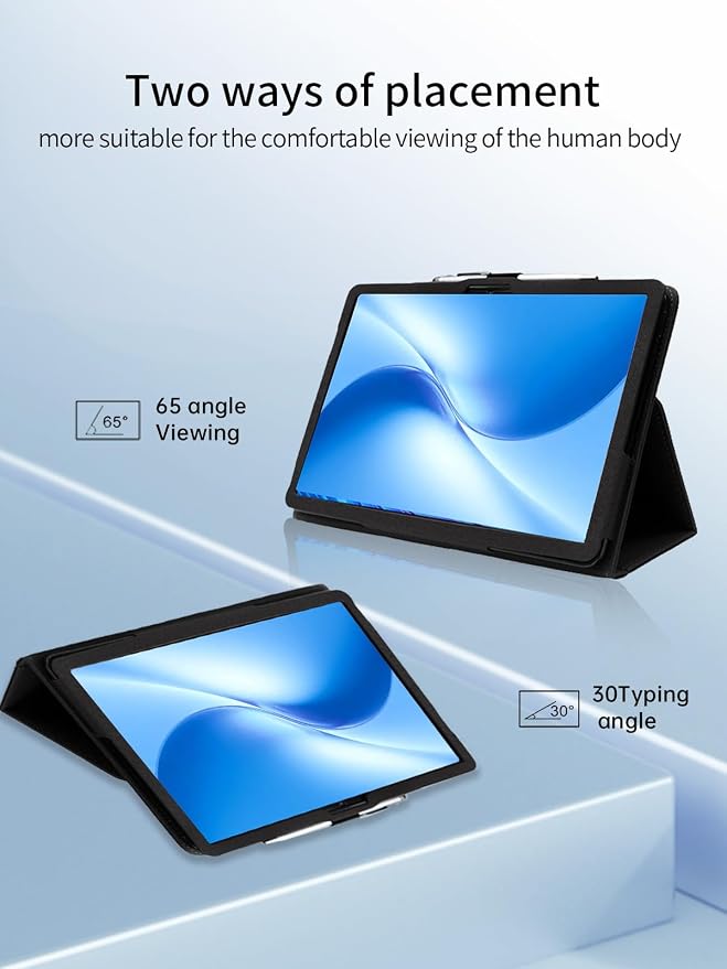 Case for DOOGEE U12 Tablet 12 inch Android 16 TabletsUYRUREL Leather Slim Folding Stand Cover with Hand Strap Magnet for Men Women Full ProtectionBlack.