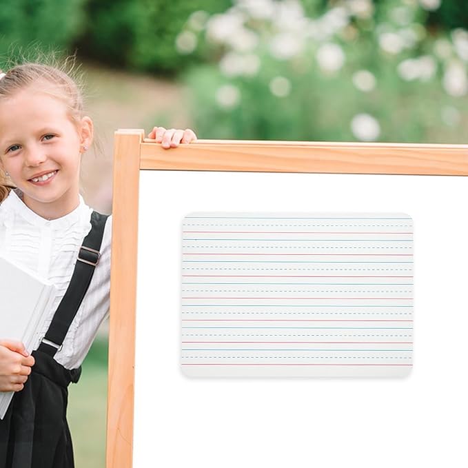 Double Sided Dry Erase Board 12x18 Inch with Lined Grid and Plain Surface, Small Whiteboard for Office and Classroom Use, Personal Portable Writing Board for Meetings and Study