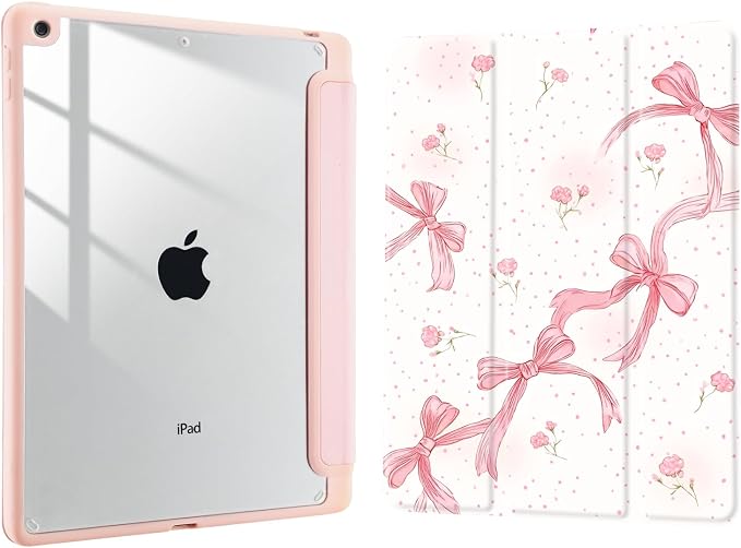 Joyland Brown Leopard Floral for iPad 6th/5th Generation 9.7 Inch 2018/2017Air 2/Air 1 CaseBuilt-in Pencil Holder with Shockproof Cover Transparent Back Shell Auto Wake/SleepBlack
