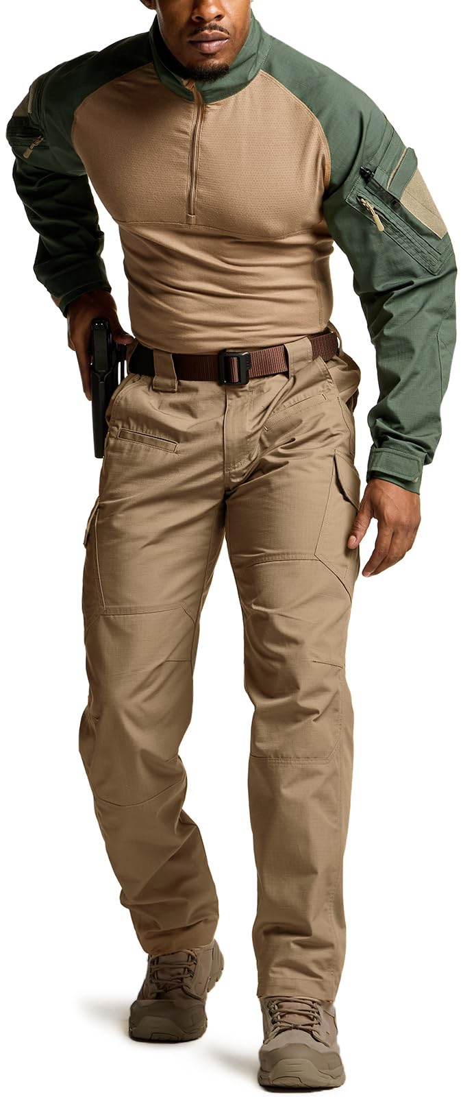 CQR Men's Tactical Pants, Water Resistant Ripstop Cargo Pants, Lightweight EDC Work Hiking Pants, Outdoor Apparel, Raider Cougar, 36W x 30L
