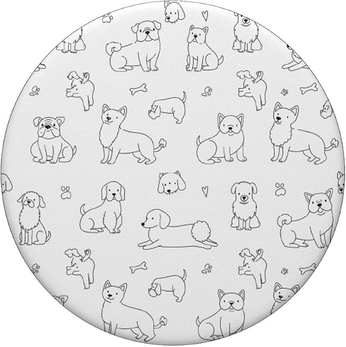Cute Girly Dog Doodles Pattern PopSockets Adhesive PopGrip