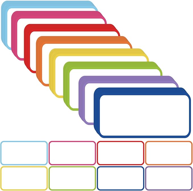 32 Pcs Dry Erase Magnetic Labels, 4.2 x 2.1 Colored Border Reusable Writable Magnetic Name Tags Magnetic Label Stickers for Whiteboard, Refrigerator, Locker Classroom Office Home (8 Colors)