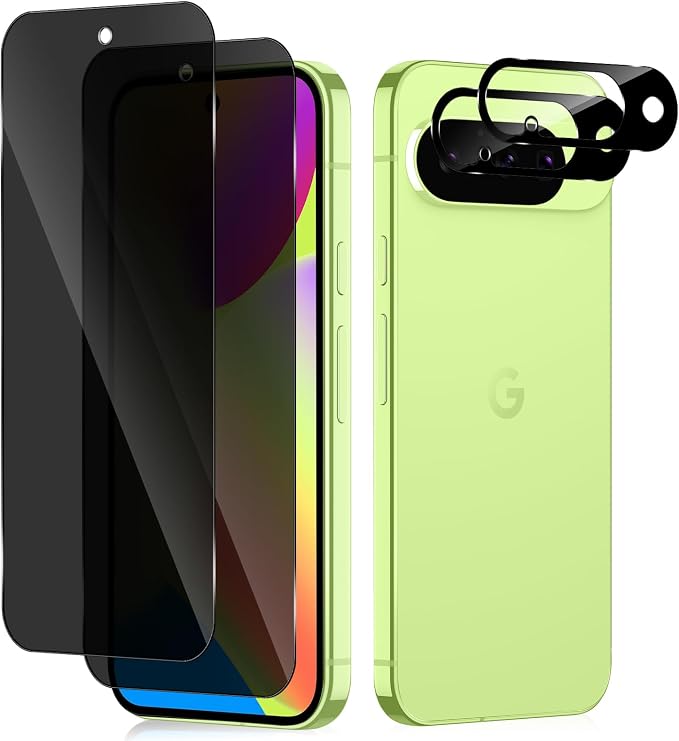 Privacy Screen Protector for Google Pixel 10 Lens Protector | [2+2] 9H Hardness Tempered Glass Protective Film + Camera Lens Protector [Full Coverage] [Anti-Spy] [Scratch-Resistant]
