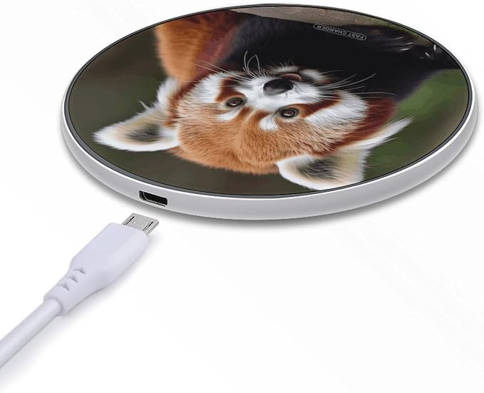 Animal Red Panda Wireless Charger Fast Charging Pad | Anti-Slip Qi Certified Wireless Charging Pad for All Phones with Wireless Charging Function for Home Office Travel