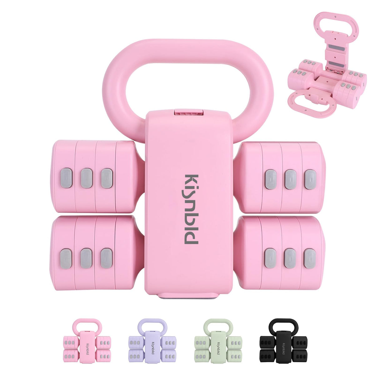 kisnbld Adjustable Dumbbell Set, 2-in-1 Dumbbells & Kettlebell,Hand Weights