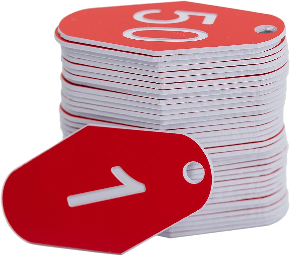 StayMax ABS Plastic Motel Hotel Room Number Tag (1-50, Red)