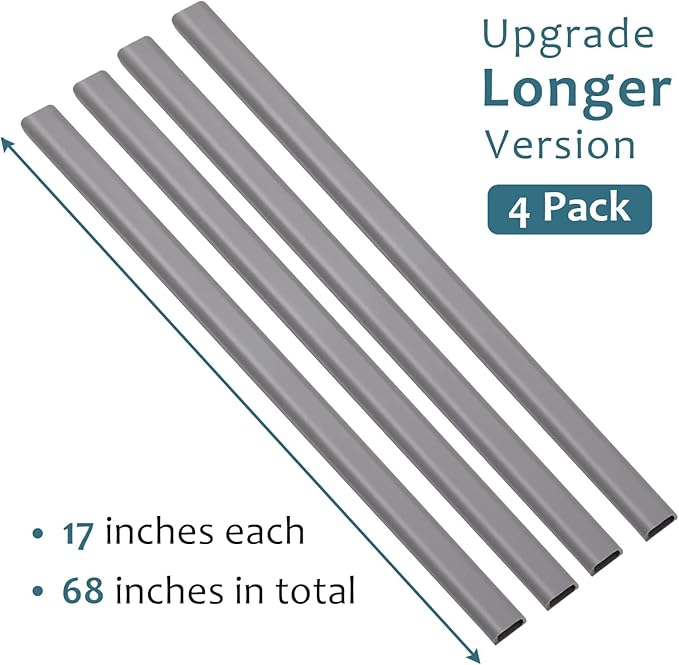 Cable Hider Raceway Kit, 68in Wire Hiders for TV on Wall, Paintable Cord Cover Channel, Cord Hider for Wall Mounted TV in Home Office, 4X L17in X W0.95in X H0.47in, Grey
