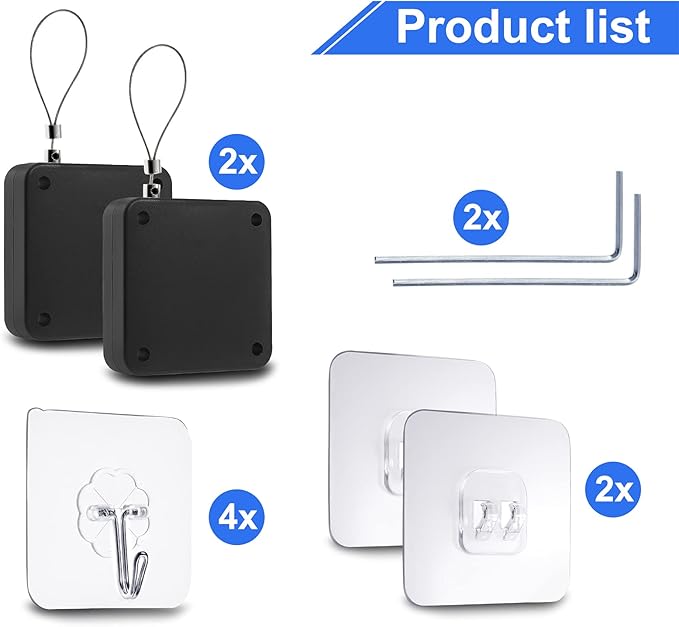 Rierdge 800g Set of 2 Punch-Free Automatic Sensor Door Closer, Multifunctional Drawstring Auto Door Closer for Residential Commercial Bedroom Room Storm (2 Pcs Black)