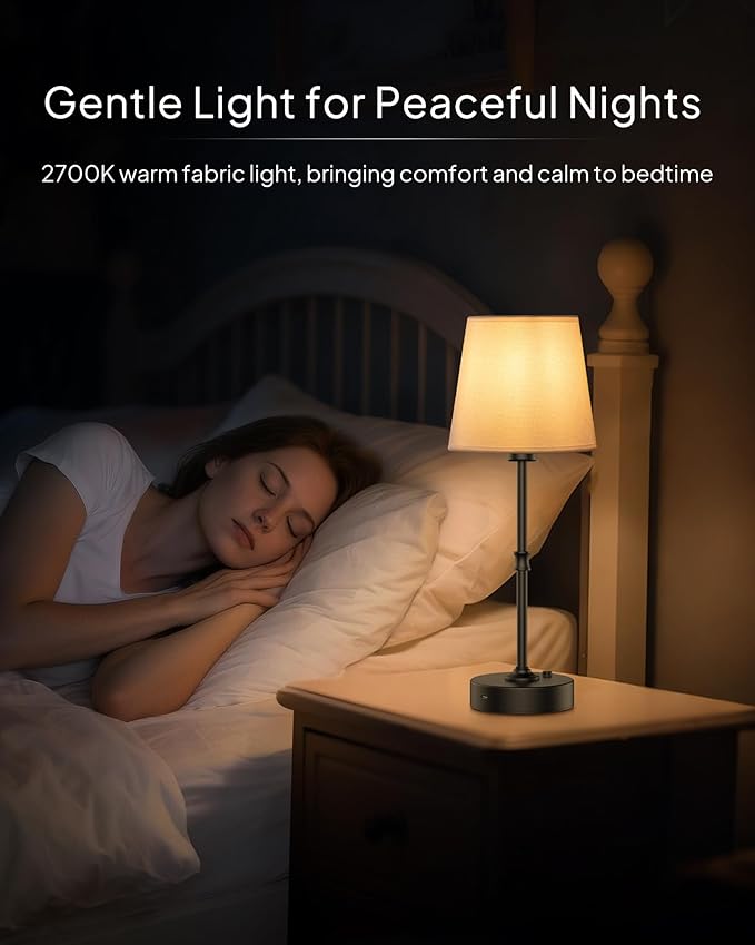 EppieBasic Cordless Table Lamp Rechargeable: Fast Charging & Long Lasting - 2700K Warm Light Vintage Brass Lamps - Dinning Living Room Bedroom - 2 Pack