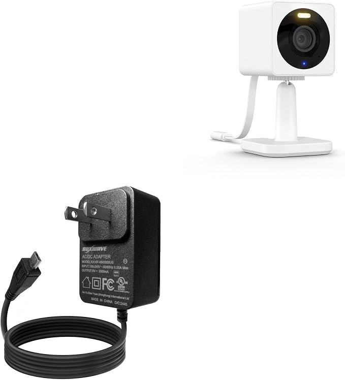 BoxWave Charger Compatible with Wyze Cam OG - Wall Charger Direct (15W) Rapid Charge Your Device with Built-in 3ft Cable