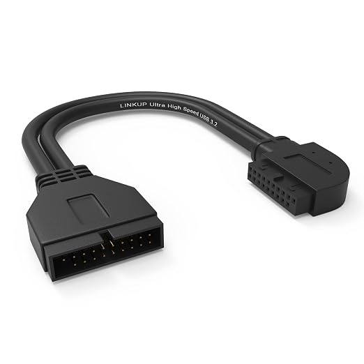 LINKUP USB 3.2 Gen2 Internal Adapter | 20-Pin Header to USB-A | 10Gbps male to female for PC front panel