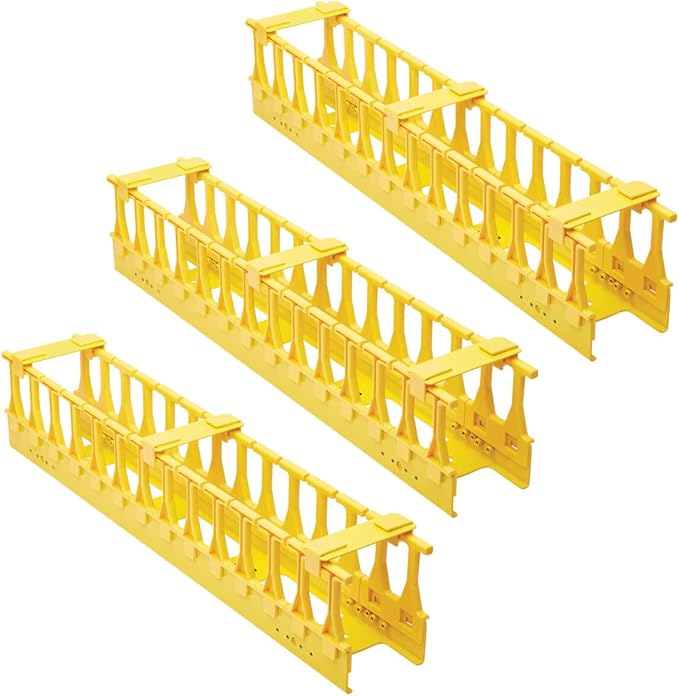Tripp Lite Vertical Server Rack Enclosure Cable Manager, High-Capacity Double Finger Duct, High-Visibility Yellow Steel, 6 Foot / 1.8 Meters, Three 2-Foot Sections, 5-Year Warranty (SRCABLEVRT3FC)