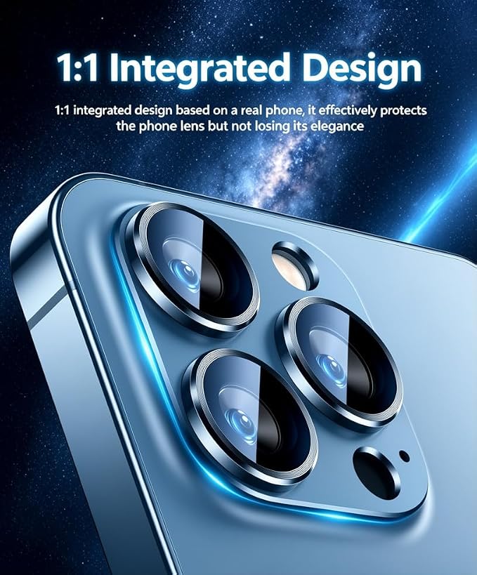 [2 Pack] Compatible for iPhone 13 Pro/iPhone 13 Pro Max Camera Lens Protector Metal Plus Tempered Glass Camera Cover Oneness Design Ultra Clear Anti-Explosion Black+Black
