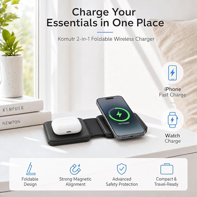 Magnetic Charger for iPhone Apple Magsafe Charger Fast Charging- Compatible with iPhone &amp AirPods 15w Wireless Charger Portable Cargador Inalámbrico (No AC Adapter)
