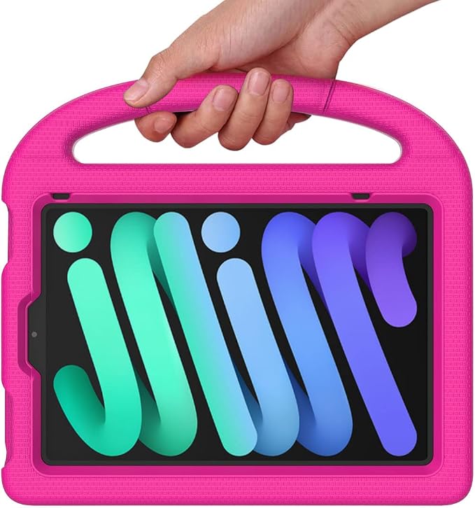 SUPLIK Kids Case for iPad mini 7 (A17 Pro) 2024 &amp iPad mini 6 2021 8.3-inch iPad mini 6th/7th Generation Case with Screen Protector Durable Shockproof Kids Cover with Handle Stand Black