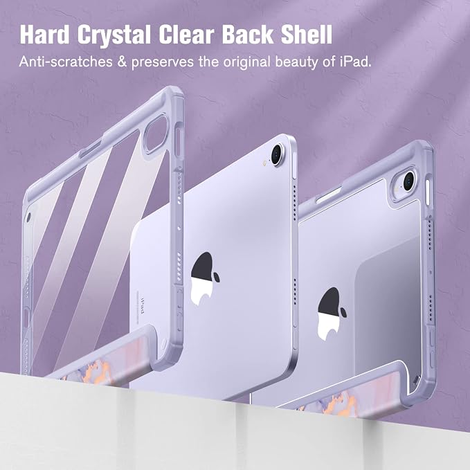 Fintie Clear Case for iPad mini 7th Generation (A17 Pro) / mini 6 8.3 | Slim Hybrid Shockproof Hard PC Back Cover Pencil Holder Viewing &amp Typing Angles Auto Sleep/Wake Black
