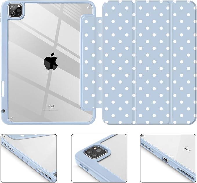 Tuiklol for iPad Pro 11 Inch 4th / 3rd / 2nd / 1st Gen (2022 2021 2020 2018) Case -Built-in Pencil Holder Shockproof Cover Clear Transparent Back Shell with Auto Wake/Sleep Black Flower