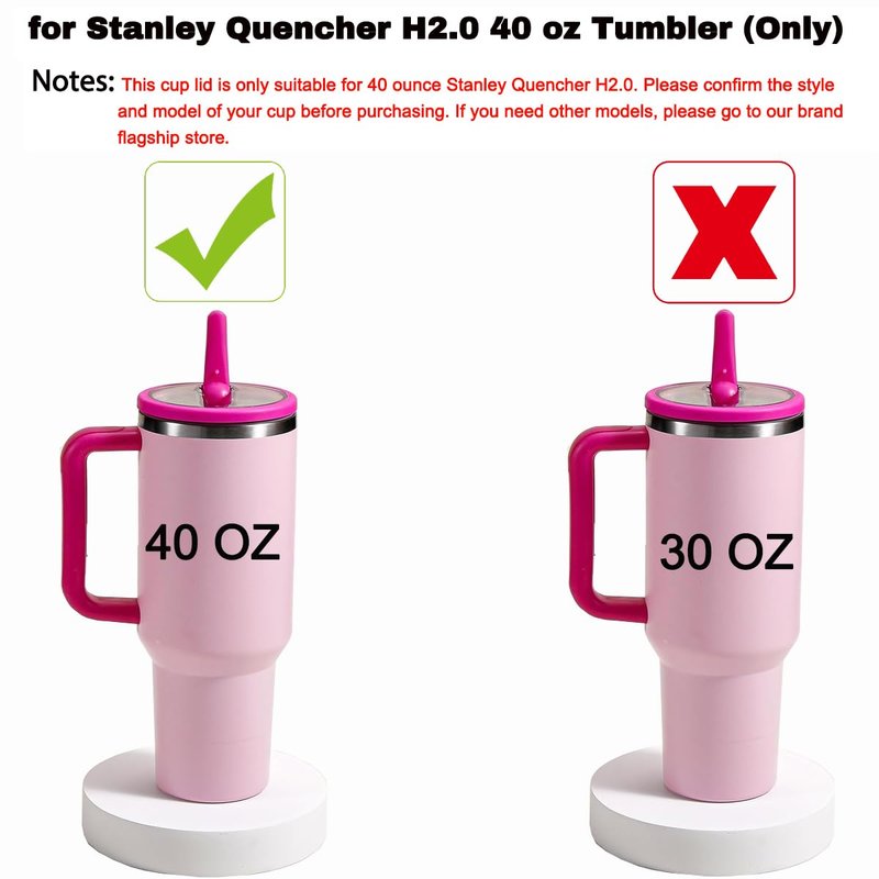Aooiiysd 2 Pack Stanley Lid Replacement 40 oz, with Leak Proof and Flip Straw Lid, Stanley Cup Accessories, for Stanley Quencher H2.0 40 oz Tumbler (Only), BPA Free (Milk White)