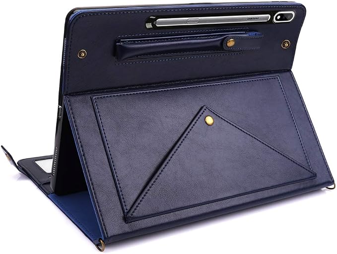Handbag Case for Samsung Galaxy Tab S10 FE/S9 FE 10.9/S9/S8/S7 11 Techcircle Folio Stand Crossbody Wallet Protective Cover with S Pen Holder &amp Card Slots Hand Strap &amp Shoulder Strap Black