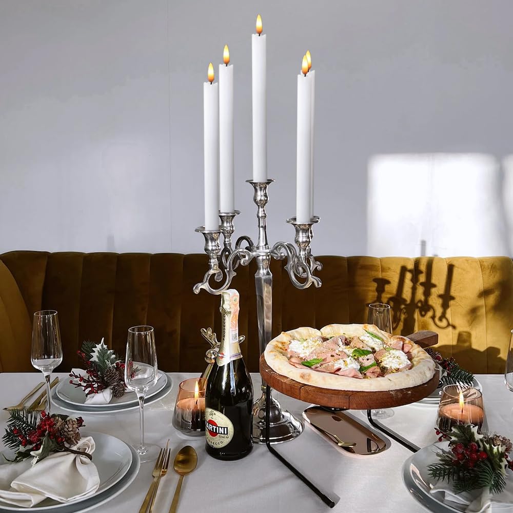 Wondise White Flameless Taper Candles with Timer, 6 Pack Battery Operated LED Flickering Real Wax Candle for Christmas Thanksgiving Wedding Decorations