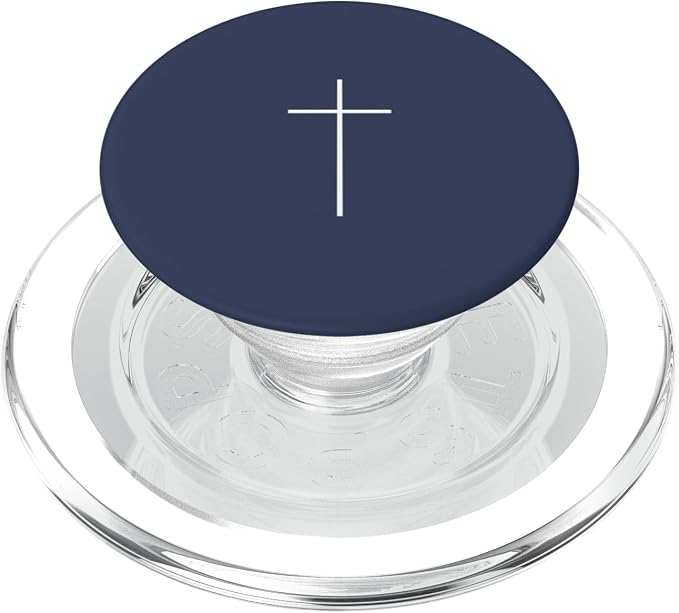 Christian Cross Minimalist Gray Blue background PopSockets Adhesive PopGrip