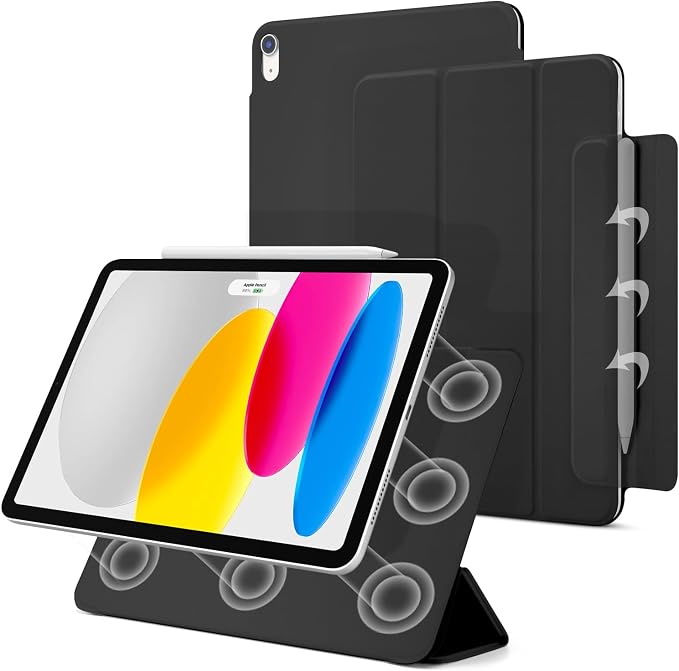 Magnetic Case for iPad (A16) 11th Generation 11 Inch 2025 Smart Folio for iPad 10th Generation 10.9 inch 2022 Trifold Stand Tablet Cover with Auto Sleep/Wake Slim Lightweight Case Black
