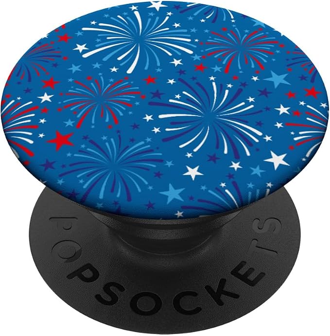 4th of July Patriotic Pattern Red White Blue Fireworks PopSockets Adhesive PopGrip